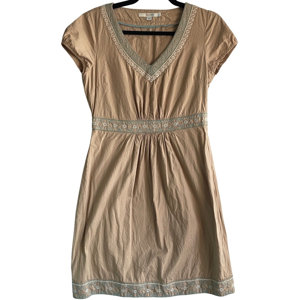 Boden Tan Khaki A-Line Dress Embroidered‎ US 6R